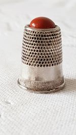 Silver Tone Metal ~ Thimble 18mm ~ Brick Red Inset Top ~ Strong & Sturdy
