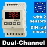 DIN RAIL Differential Temperature Controller Dual channel THERMOSTAT 2 IN +2 OUT