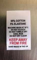 wash care clothing garment labels no symbols text only