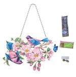 5D DIY Floral Blue Birds Hanging Diamond Art Kit Crystal Embroidery Rhinestone