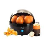 Stainless Steel Electric Egg Cooker Boiler Poacher Steamer Fits 7 Eggs - Black
