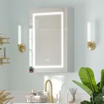 3-Color Led Bathroom Mirror Cabinet with Lights Demister Shaver Socket 500x700mm