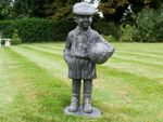 Vintage Style Resin Boy Stood With Football Garden Ornament Home Garden Decor