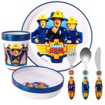 Fireman Sam Kids 6 Piece Dinnerware Cutlery Set Plate/Bowl/Cup/Knife/Fork/Spoon
