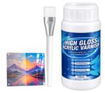High Gloss Acrylic Varnish 100ml with Brush, Clear Sealer for Acrylic Painting