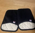 Big Red House Pot Holders Oven Gloves Set of Two Cotton with Silicone Black Hook
