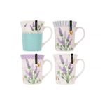 Set of 4 New Bone Lavender And Butterfly Themed Mugs 13oz Ideal For Coffee & Tea