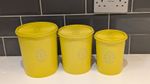 Set of 3 Vintage Tupperware Servalier Yellow Nesting Containers + Lids