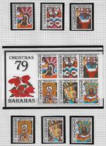 BAHAMAS ALBUM PAGE 1979 CHRISTMAS SET, SG550-MS556, PERFECT MINT.