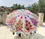 peacock Garden Parasol Embroidered Indian Outdoor Sun Shade Patio Umbrella 72"