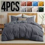 Reversible Duvet Cover 4 Piece Bedding Set & Fitted Sheet & pillowcases All Size