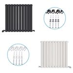Radiator Horizontal Designer Double Panel Oval Heating Rads Anthracite White UK