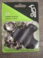 Kookaburra 22 Screw In Metal Cricket Spikes with Spanner - Free P&P