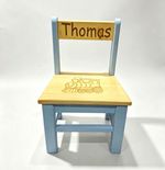Personalised Wooden Children's Chair Natural with  Name, Colour, Any Theme.