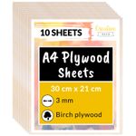 Creative Deco 10 x A4 Birch Plywood Sheets | - 3 mm (Lot de 10), 10 