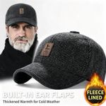 Men's Winter Warm Wool Woolen Tweed Peaked Baseball Cap Hat with Foldable Ear