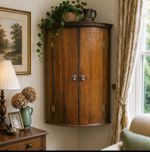 Georgian Oak Bow Front Corner Wall Cabinet Cupboard  Country House Cottagecore 