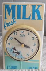 Fresh Milk Farm Clock Set In 250ml Carton Vintage Retro Collctable