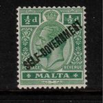 Malta 1922 KGV SG106 0.5d green MM Mounted Mint Heavy Overprint variety