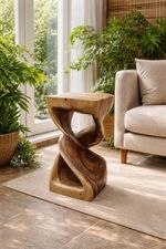 Coffee Table Large Square Twist Hand Carved Wooden Side Table Occasional Stool