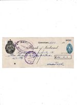 BANK  OF  IRELAND   CHEQUE   1954  COOKSTOWN