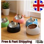 Elevated Stainless Steel Cat Bowl Inclined Food Water Dish with Ear Stand