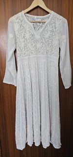 White Chikankari Anarkali Kurti | Small/Medium 38 | Indian Asian Readymade Dress