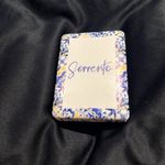 Sorrento Rectangular Hinged Metal Compact Mirror Case Blue & White Pattern