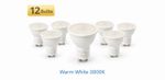 GU10 LED Bulbs 7W Warm White 3000K Spotlight 70W Equivalent 12 Pack