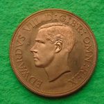 SOUTHERN RHODESIA INA PROOF PATTERN 5 SHILLINGS EDWARD VIII COPPER 1937