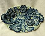 Shorter & Son Staffordshire England Hand Painted Blue & White Floral Oval Bowl