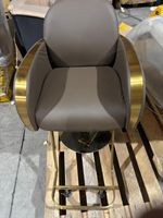 Salon Styling Chair – Mocha Brown & Gold – Hydraulic – Slight Damage