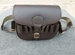 QUALITY ENGLISH BROWN USED HANDMADE LEATHER CARTRIDGE BAG SHOOTING SHOTGUN