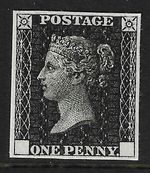 GB 1840 1d Penny Black 4 Margins 2000 Engraved Intaglio Facsimile Reproduction