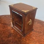 QUALITY ANTIQUE EDWARDIAN OAK SMOKERS / COLLECTORS CABINET WITH KEY, CIRCA-1900.