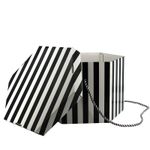 Fascinator Box Stripe Design 26cm Wide Black White - HA030