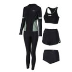 Women's Two-Piece Wetsuit Set, Long Sleeve Rash Guard, Outdoor Sports, Sun