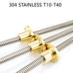 T10-T40 Right-hand Threaded Rod Trapezoidal Lead Screw, Brass Nut 304 Stainless