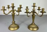 Candelabra Vintage French Style Metal Gold 5 Arm Candle Holder Pair LOT 5075