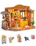 Rolife DIY Miniature 1:18 Wooden House Fluffy Friends Store LED Dollhouse Kit
