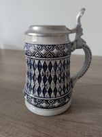 Vintage Marzi & Remy German Beer Stein Lidded West Germany Cobalt Blue 1/2L