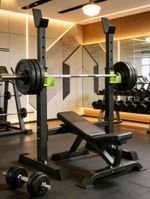 Black Squat Rack Stand Olympic Barbell Rack Bench Support Free Press Gym Workout