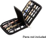 Fountain Roller Ball Pen Case Holder PU Leather Bag for 12 Pens Colour Black