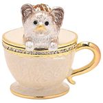 Treasured Trinkets Dog Collectable Crystal Enamelled Teacup Puppy Trinket Box