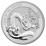 2024 Year of the Dragon 1oz Silver (99.99%) Bullion Coin in capsule
