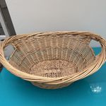 Oval Heavy Weave Wicker / Willow Laundry Hamper Log Basket Traditional Farmhouse
