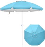 1.8m Beach Umbrella with Sand Anchor UPF50+ Tilt Garden Parasol UV Protection