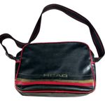 Head Shoulder Bag Retro Sports Holdall Black Red Striping 1980s Gym Vintage 