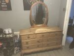 Solid Wood Pine Chest of Drawers with Mirror