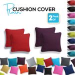 Cushion Covers Pack of 2 Plain Dyed 100% Cotton Home Sofa Car Décor 16''18''20''